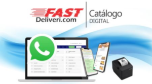 Catálogo Digital Fast Deliveri exibindo produtos com informações detalhadas e opções de compra rápida.